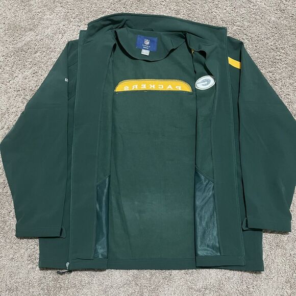 VTG Reebok Green Bay Packers Jacket Men XXL 2XL Hard Shell On Field Windbreaker - Picture 6 of 12